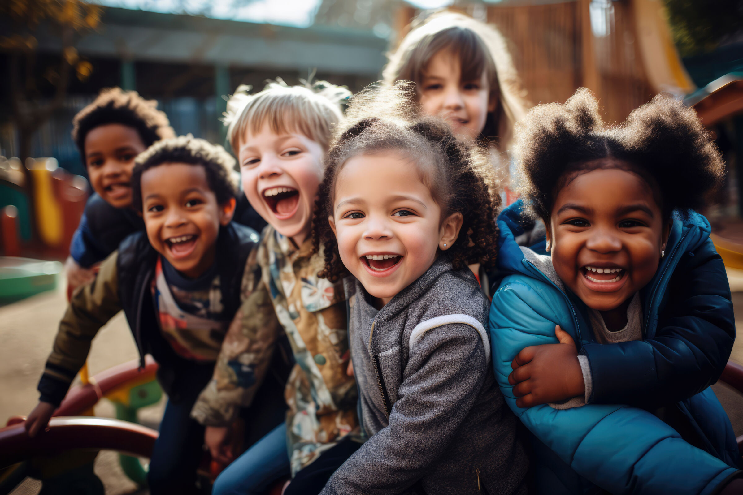Children and guides gathered together in the Hyphae House community